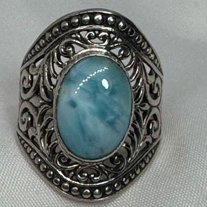 🌹Larimar set in Sterling Silver Sz 9
